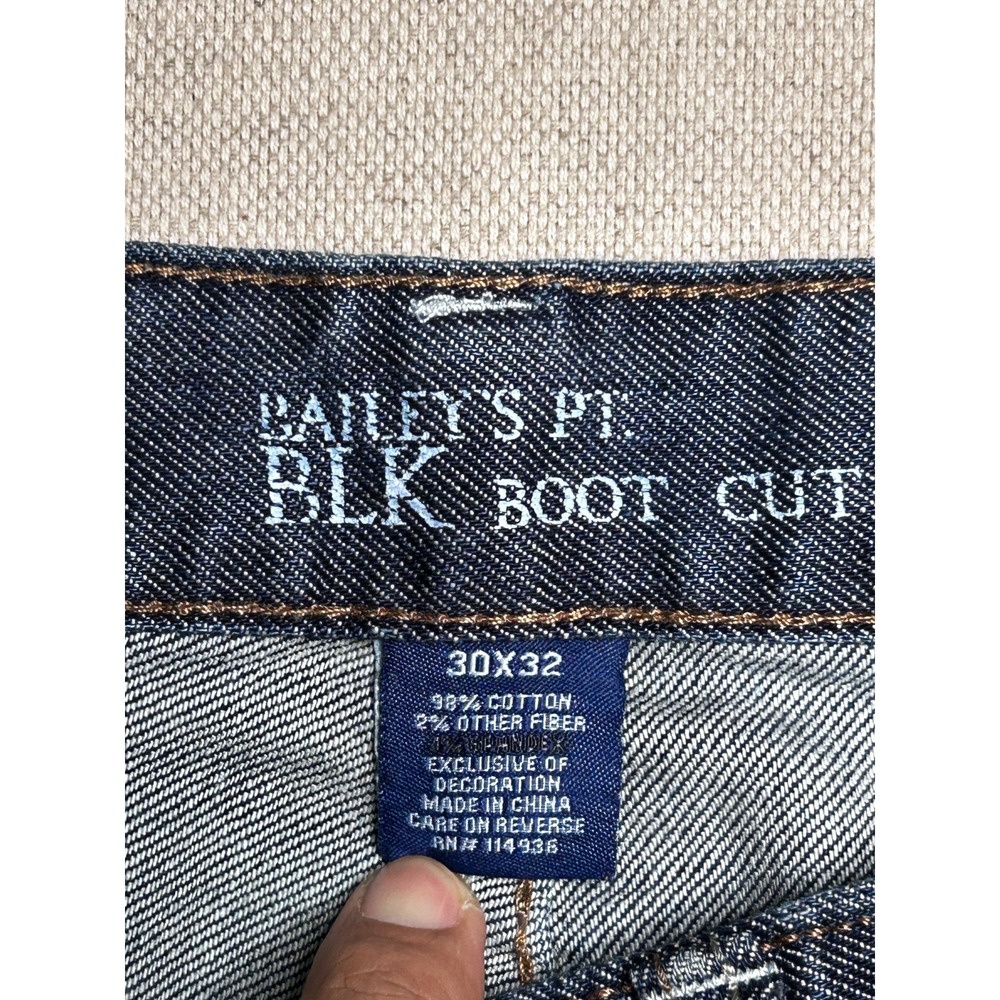 Bailey's Point BLK Boot Cut Jeans Men's 30x32 Blue Denim Embroidered Y2K - Picture 2 of 13
